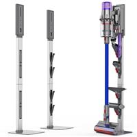 Vacuum Stand for Dyson with Foldable Storage Hooks and Heavy-Duty Carbon Steel Base, No Drill Installation, Space-Saving Organizer for All Dyson Cordless Vacuums & Accessories