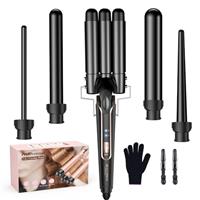BESTOPE PRO 5 in 1 Beach Waver Hair Curler, Curling Iron 9-32mm with 2 Temperature Control, Mermaid Hair Waver with Heat-Resistant Glove and 2 Clips for Long Medium Short Hair