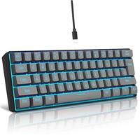 Snpurdiri 60% Wired Gaming Keyboard, Ultra-Compact 61 Keys 60 Percent Mini Gaming Keyboard for PC/Mac Gamer, Typist, Travel, Easy to Carry on Business Trip(Iron Grey)