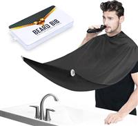 Beard Bib Apron for Men, Beard Hair Catcher for Shaving & Trimming, Non-Stick Waterproof Beard Cape Grooming Cloth with 3 Suction Cups, Gifts for Men Dad Fathers Day Anniversary Valentines Day