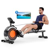 Dripex Rowing Machines for Home Gym, Rowing Machine Max 350 LBS, Magnetic Rower with 16 Levels of Workout Resistance, Dual Slide Rail, Bluetooth App Supported, LCD Monitor,Row Machine for Exercise