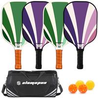 Pickleball Paddles|Pickleball Set of 4| Graphite & Fiberglass Pickle ball paddle| includes 2 indoor balls/2 outdoor balls & a Carry bag| Essential Pickle ball Racket Sets for Beginners