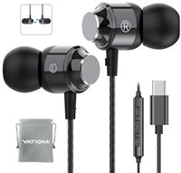USB C Headphones for Samsung Galaxy S24 S23Ultra FE S22, USB C Earphones Wired with Mic Stereo Type C Headphones Magnetic in-Ear Type C Earbuds for Galaxy A55 A16 A35 ipad iPhone 16 15Pro Pixel 9