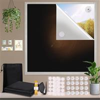YUZAII Suction Cup Blackout Blind 300x145cm Stick On Black Out Blinds for Windows, No Drill Temporary with 20 Suction Cups & 30 Hook & Loop Tapes for Travel, Bedroom, Car
