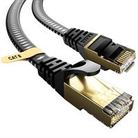 VOIETOLT Cat 8 Ethernet Cable, Flat High-Speed 40Gbps/2000Mhz Braided Internet Cable Gigabit Network Cable RJ45 STP LAN Patch Cord
