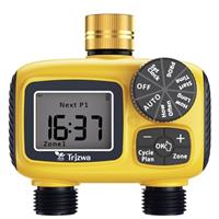 TRJZWA Dual Port Water Timer with LCD Display, 2025 Newest with Three Independent Watering Programs per Port, Hose Timer with Rain Delay/Child Lock/Manual Watering for Lawn and Garden