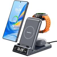 SwanScout Charging Station for Samsung S25 Ultra, Foldable 3 in 1 Wireless Charger Stand for Samsung S25/S25+/S24/S23/S22/Fold 6, Galaxy Watch Ultra/7/6/5/4, Galaxy Buds, SwanScout 703S