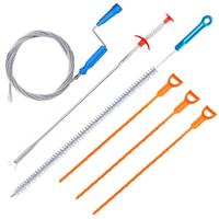 Drain Snake Toilet Unblocker Tool - 3M Sink Drain Plumbing Unblocker Wire, 50CM Drain Weasel, 60CM Toilet Auger Hair Clog Remover with Claw, 70CM Sink Cleaning Brush, 6PCS