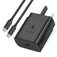 Samsung Super Fast Charger Plug 2-Pack, USB C Samsung Fast Charging Adapter 25W PPS USBC PD 3.0 UK For Galaxy S25 S24 S23 S22 Ultra S21 FE S20 PLUS A16 A15 A14 A55 A54 A53 A52 A35 A33 A34 A32 A06 A05S