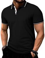 Elegancity Men's Polo Shirts Short Sleeve Classic Summer Short Sleeve Cotton Pique Polo Shirt Solid Color Golf Tshirts