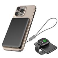 JUOVI Magnetic Wireless Power Bank, Ultra-Slim 5000mAh Portable Charger 20W PD Fast Charging Mini Battery Pack with USB-C Cable Compatible for MagSafe Airpods i-Watch iPhone 16/15 Series