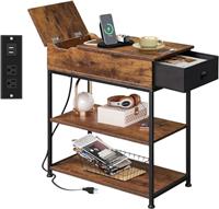 WLIVE Narrow Side Table with Built-in Charging Station, ABZ508