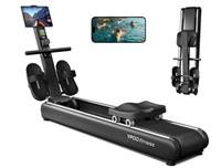 YPOO Rowing Machines, Magnetic Rowing Machines for Home Gym, 16 Levels Resistance Rowing Machine Foldable Quiet with Dual Slide Rail, 350lb Folding Rowing Machine with LCD Display Seat Cushion & App