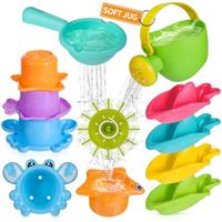 Baby Bath Toys for 1 2 3 4 Year Olds Toddler Kids - 10PCS Mould Free Water Play Swimming Pool Toys No Mould Watering Can Bath Boats Bath Cups for Boys Girls