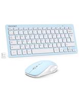 TECKNET Mini Wireless Keyboard and Mouse Set, 2.4G Cordless USB Keyboard and Silent Mouse Comb with Nano USB Receiver, 12 Multimedia Shortcuts for Computer, PC, Laptop, Desktop (Grey)