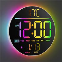 Maxstar Large Digital Wall Clock with Remote Control,8 RGB Colors Big Modern LED Screen Display, Auto-Brightness, DST,Temperature,Alarm Wall Clock for Living Room, Bedroom, Kitchen Decor