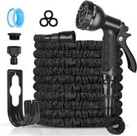 Expandable Garden Hose Pipe 30m 100ft, Hosepipes for Garden Flexible Garden Hose with 7 Function Spray Gun,Extendable Water Hose Retractable Magic Hose Pipe for Gardening Car Washing(Black)