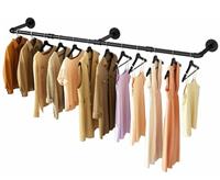TOTEBOX 184cm Long Pipe Clothes Rack, Industrial Pipe Clothing Rail, Cloths Hanging Rails Wall Mounted Clothes Rod Pole Heavy Duty Garment Rack Detachable Wall Rail for Bedroom Closet Wardrobe