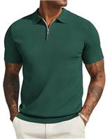 COOFANDY Mens Polo Shirts Short Sleeve Summer Zipper Knit Men's Polo T-Shirts Classic Stretch Golf Shirt
