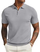 COOFANDY Mens Polo Shirts Short Sleeve Summer Zipper Knit Men's Polo T-Shirts Classic Stretch Golf Shirt