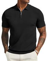 COOFANDY Mens Polo Shirts Short Sleeve Summer Zipper Knit Men's Polo T-Shirts Classic Stretch Golf Shirt