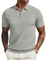 COOFANDY Mens Polo Shirts Short Sleeve Summer Zipper Knit Men's Polo T-Shirts Classic Stretch Golf Shirt