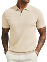 COOFANDY Mens Polo Shirts Short Sleeve Summer Zipper Knit Men's Polo T-Shirts Classic Stretch Golf Shirt