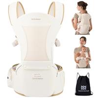 Baby Carrier, Bebamour Hip Seat Baby Carriers from Newborn with Horizontal Carry Way, Front and Back Baby Carrier Hipseat with Head Hood, Sucking Pads
