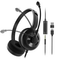 KAMLO Headset Wired Headsets with Mic for Work,Over-Ear Headset with Mute Option in-Line ControlsMulti-Platform Compatibility for Video Meetings/Skype Chat/Online Courses/Telephone Conferencing