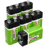 GutAlkaLi Batteries 9V Block Battery, 6 pieces, Longlife Power for Smoke Detectors, Fire Alarms, Microphone 6lr61 6F22 PP3 MN1604