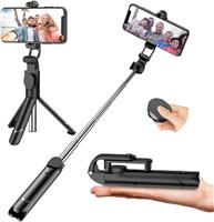 Wireless Selfie Stick, Extendable 3-in-1 Tripod Stand, Detachable Wireless Remote Selfie Stick, Support Video Record for iPhone 16/15/14/13/12 Pro Max, Suit 2.48-3.50" Screen Samsung Smartphones