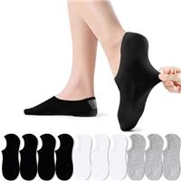 TUUHAW 10 Pairs Invisible Socks With Heel Grips No Show Trainer Socks Anti Blister Breathable Cotton for Men Women