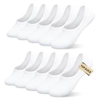 TUUHAW 10 Pairs Invisible Socks With Heel Grips No Show Trainer Socks Anti Blister Breathable Cotton for Men Women