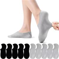 TUUHAW 10 Pairs Invisible Socks With Heel Grips No Show Trainer Socks Anti Blister Breathable Cotton for Men Women