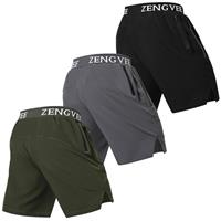 ZENGVEE Mens Gym Running Shorts Athletic 3 Pack Sport Sweat