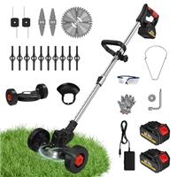 Cordless Strimmer Garden Strimmer with 4 Blades 2 x 21V 2.0Ah Battery Grass Trimmer for Yard, Garden, Sidewalk Edges Light