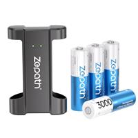 Zepath AA Rechargeable Lithium Batteries with Battery Charger, 8 Pack 3000mWh High Capacity Rechargeable Batteries 1.5V Constant Output AA Lithium Batteries, Battery Storage Fast Charging