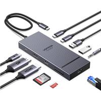 UGREEN Docking Station, Revodok Pro USB C Hub(11-in-1), 4K@120Hz DisplayPort, 4K@60Hz HDMI, 2x 10Gbps USB-C, 2x USB-A, 100W PD, 1000Mbps Ethernet, SD/TF, 3.5mm, Laptop Dock for Thinkpad, HP, Dell
