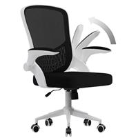 naspaluro Office Desk Ergonomic Chair with Flip-up Armrests Mid-Back Computer Chairs with Lumbar Support Mesh Chair for Home Office (Without Headrest, Black-2)