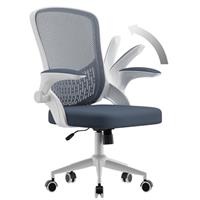 naspaluro Office Desk Ergonomic Chair with Flip-up Armrests Mid-Back Computer Chairs with Lumbar Support Mesh Chair for Home Office (Without Headrest, Black-2)