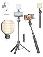 Gahenwo Vlogging Kit, Selfie Stick with Light, Extendable Phone Tripod with Selfie Light & Wireless Remote, Portable Phone Tripod Stand compatible with iPhone/Android/insta360/Action Camera