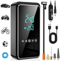 Ipflin Cordless Tyre Inflator Air Compressor 150PSI, 6000Mah Tyre pump with 12V DC,rechargeable electric bike pump with digital LED Display and Emergency Lighting for Car Motorcycle Bicycle Balls