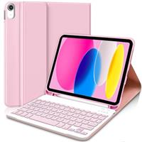 AGARELE Keyboard case for iPad (A16) 11th Gen 2025 11 & iPad 10th Gen 2022 10.9, UK layout Wireless Detachable Folio Keyboard Cover with Pencil Holder, Thin & Light Light Pink