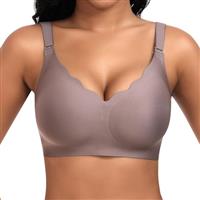 Cavotor Non Wired Support Bras for Women Wireless Push Up Bra Large Breasts Ladies Soft T Shirt Seamless Bra Padded V Neck Bralettes with Extender