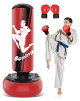 JUOIFIP Kids Punch Bag, 63'' Inflatable Boxing Bag with Boxing Gloves for Practicing MMA Karate Taekwondo and to Relieve Pent Up Energy