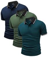 JACKETOWN 3 Pack Mens Polo Shirts Short Sleeve Lightweight Breathable Golf Polo Casual Adult Multipack Tennis T Shirt