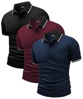JACKETOWN 3 Pack Mens Polo Shirts Short Sleeve Lightweight Breathable Golf Polo Casual Adult Multipack Tennis T Shirt