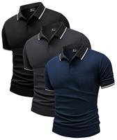 JACKETOWN 3 Pack Mens Polo Shirts Short Sleeve Lightweight Breathable Golf Polo Casual Adult Multipack Tennis T Shirt