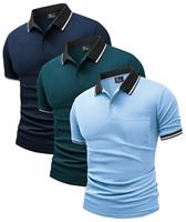 JACKETOWN 3 Pack Mens Polo Shirts Short Sleeve Lightweight Breathable Golf Polo Casual Adult Multipack Tennis T Shirt
