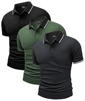 JACKETOWN 3 Pack Mens Polo Shirts Short Sleeve Lightweight Breathable Golf Polo Casual Adult Multipack Tennis T Shirt